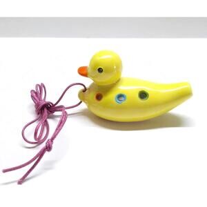 Ocarina Ceramic Yellow Duck, 6 Hole, 3 Inces Long, String, Box